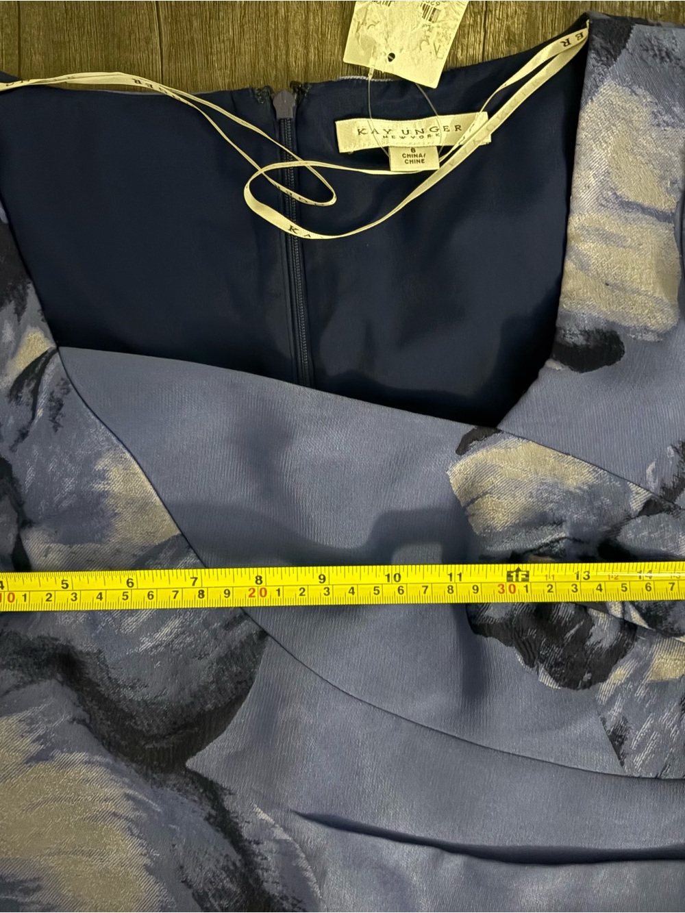 Kay Unger Blue Octavia Pleated Columm Dress-NWT - Picture 6 of 7